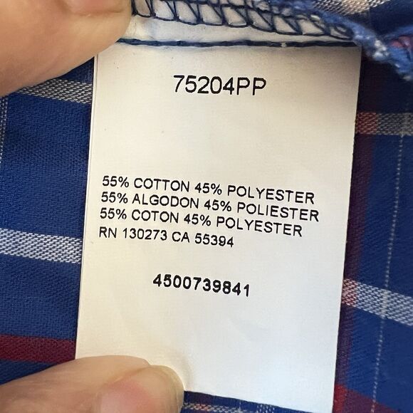 Wrangler Shirt Mens Size M Blue Plaid Western Pearl Snap Long Sleeve Cowboy - Picture 7 of 9